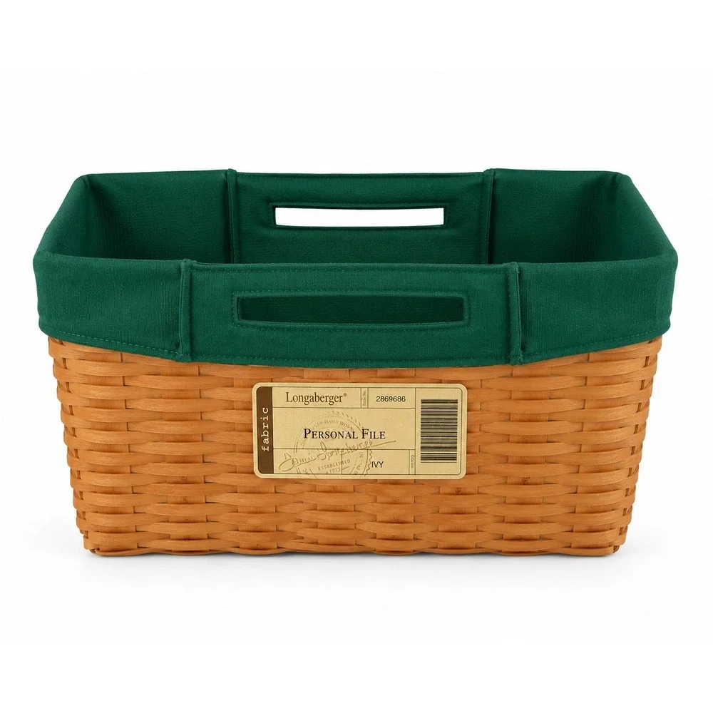 Longaberger Personal File Fabric Basket Liner Ivy Green 2869686 New 105-17